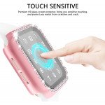 Wholesale Crystal Diamond Rhinestone Case with Built In Tempered Glass Screen Protector for Apple Watch Series 6/5/4/SE [44mm] (Rose Pink)